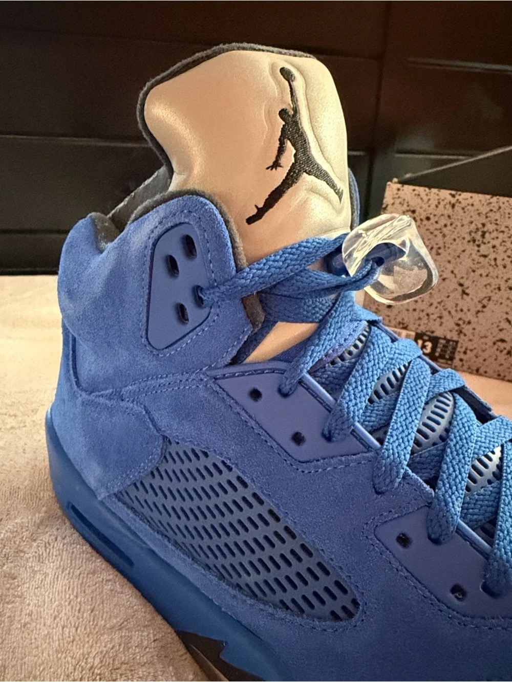 Jordan Men’s Retro Suede Sneakers - Blue with Tan Tongue
